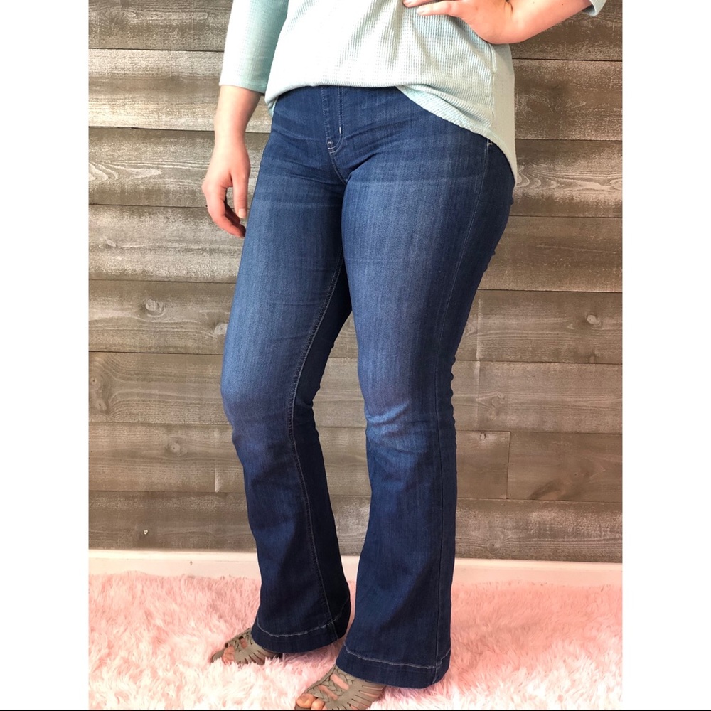 RESTOCK! New Cello Jeans Pull On Flares Dark Wash - Picture 9 of 16
